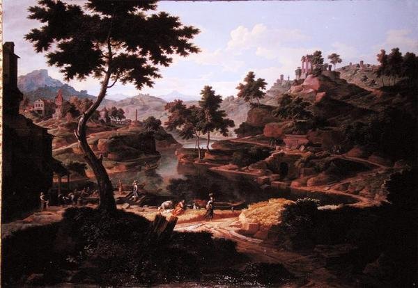 Classical Landscape with Figures and Ruins by Etienne Allegrain