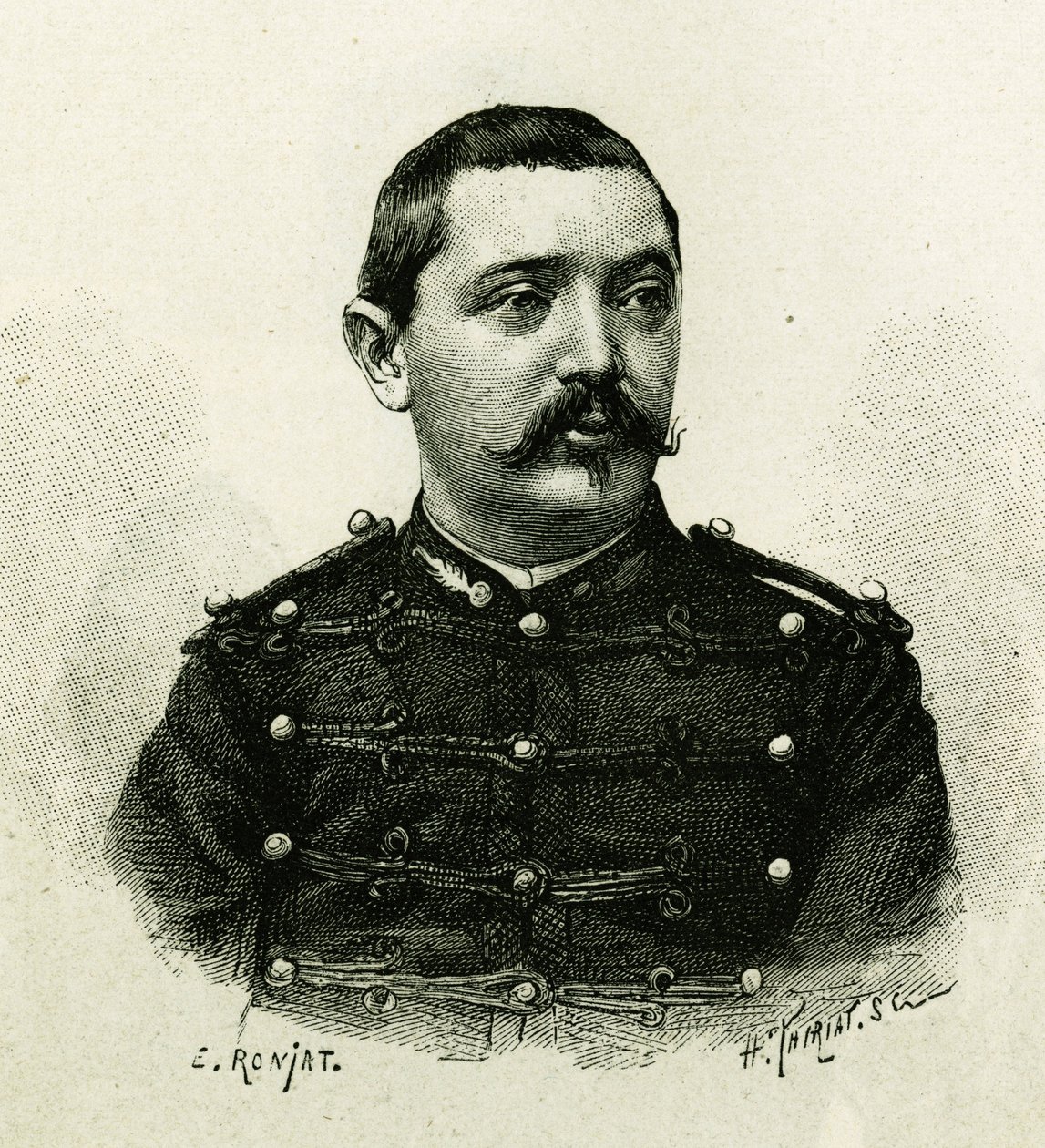 Portrait of Captain Pietri, of the naval artillery, during the expedition to Africa (engraving by E. Ronjat, from a photograph, to illustrate the story 