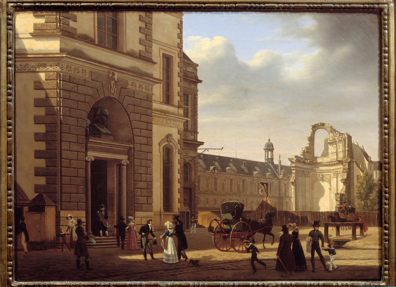 Entrance of the Louvre Museum and Ruins of Saint Louis du Louvre by Etienne Bouhot