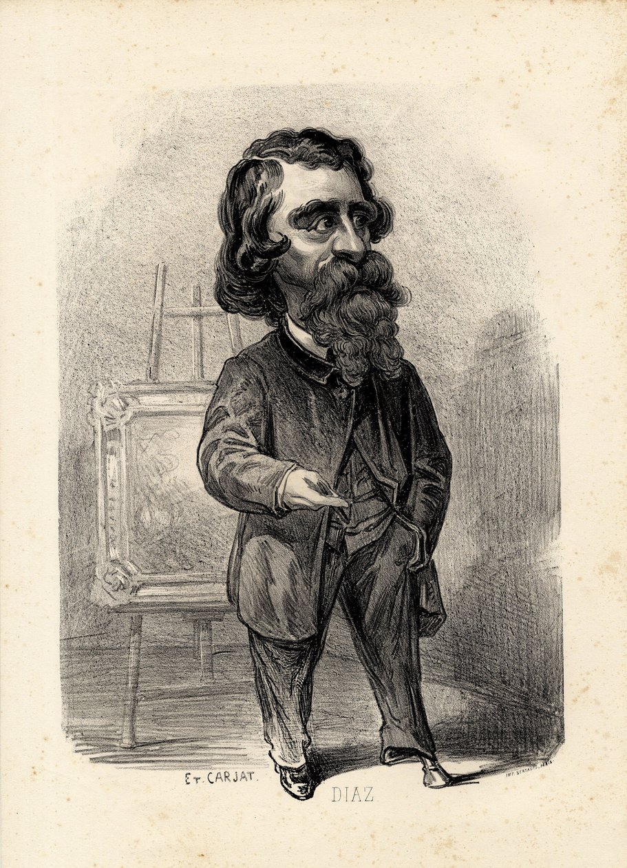 Flying leaf - Illustration by Etienne Carjat: Art - Painters artists, Diaz Narcisse Diaz de la Pena (1807-1876) by Etienne Carjat