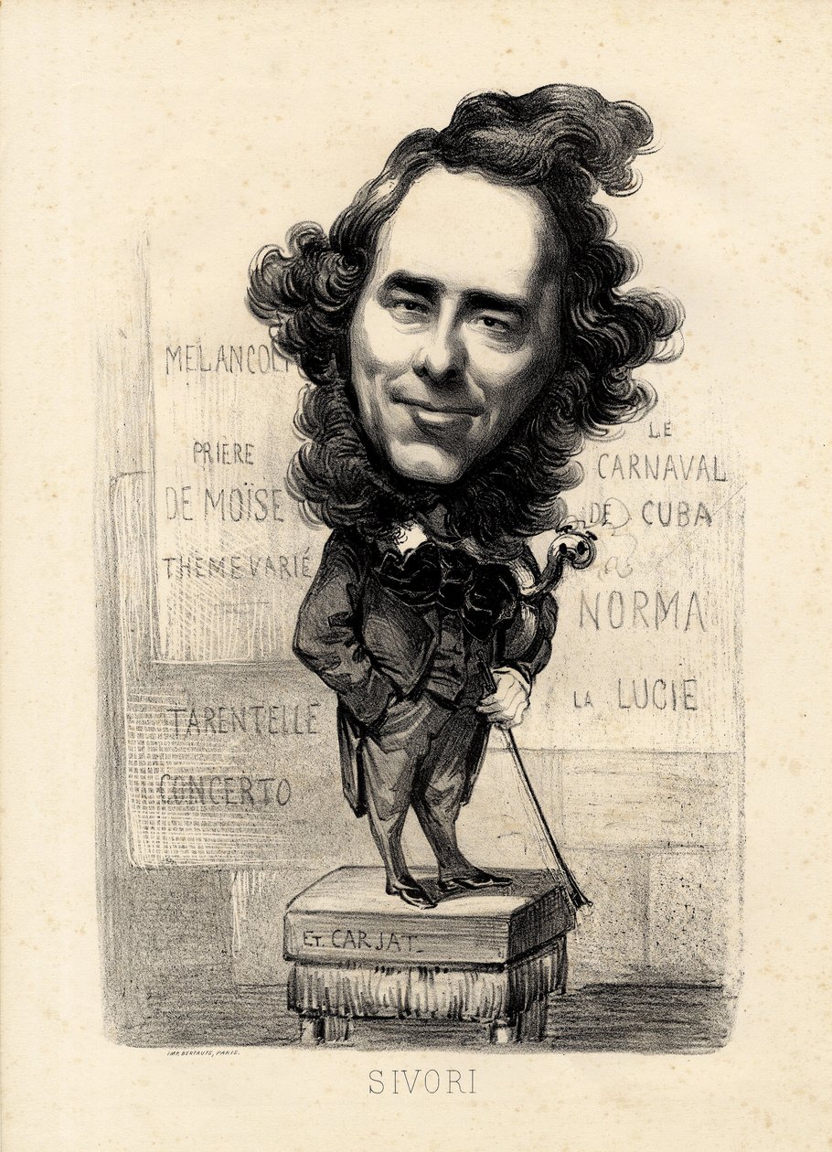Flying leaf - Illustration by Etienne Carjat (1826-1906): Sivori Camille Camillo (1815-1894) by Etienne Carjat