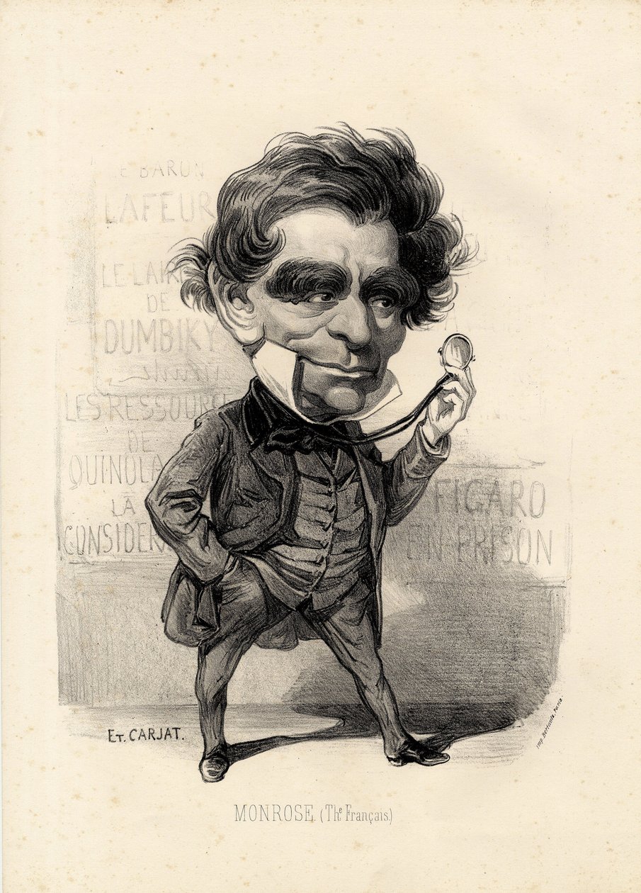 Flying leaf - Illustration by Etienne Carjat (1826-1906): Theatre - Monrose Antoine-Martial Louis Barizain, Louis Monrose (1811-1883) by Etienne Carjat