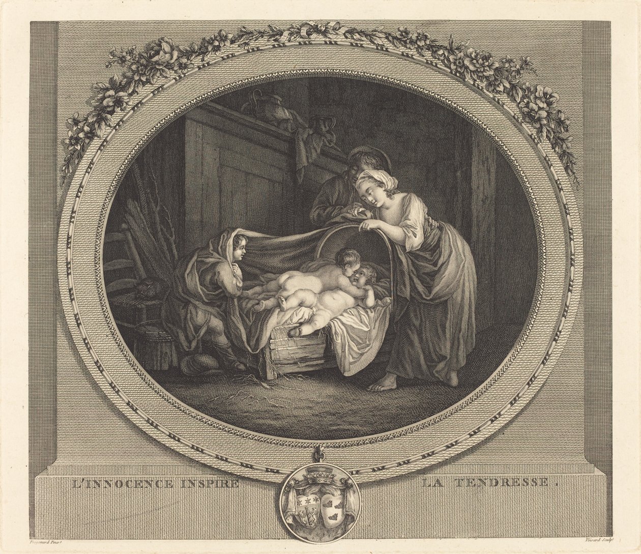 Innocence Inspires Tenderness by Etienne Claude Voysard after Jean Honoré Fragonard