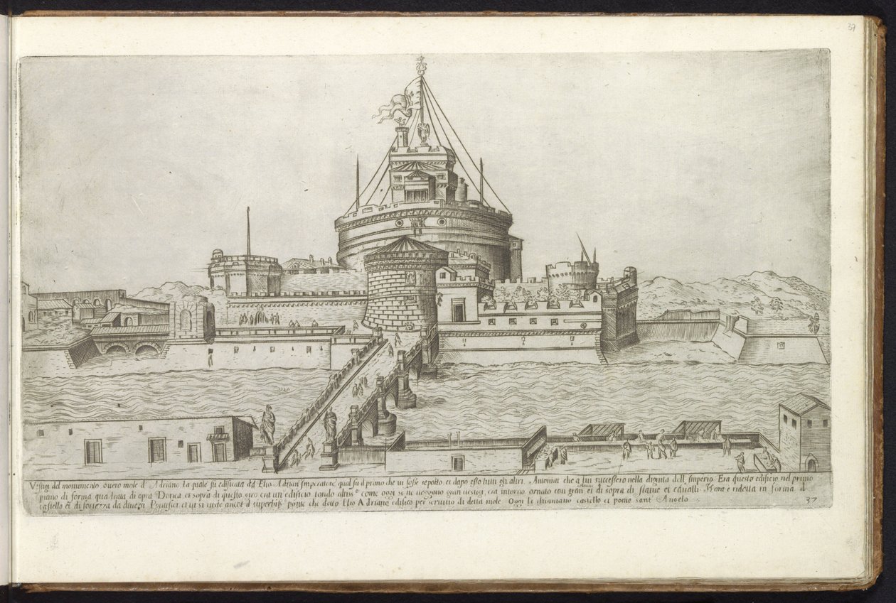 Castle of the Holy Angel and the Bridge of Angels in Rome by Etienne Duperac