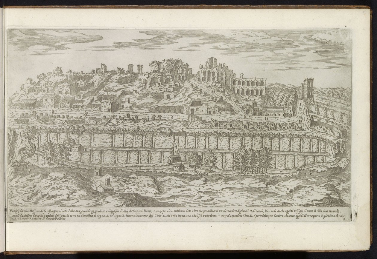 Palatine Hill and Circus Maximus in Rome by Etienne Duperac