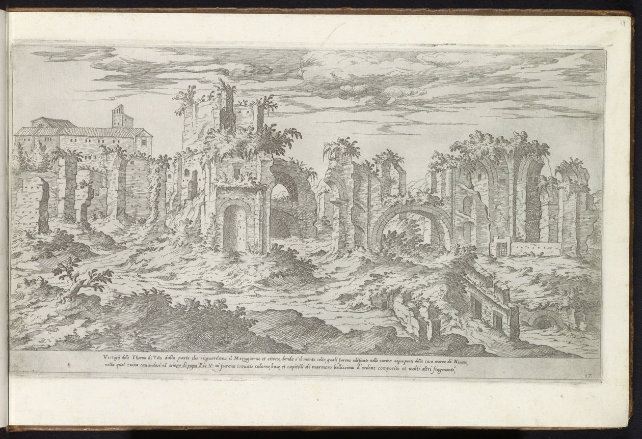 Ruins of the Baths of Titus in Rome by Etienne Duperac