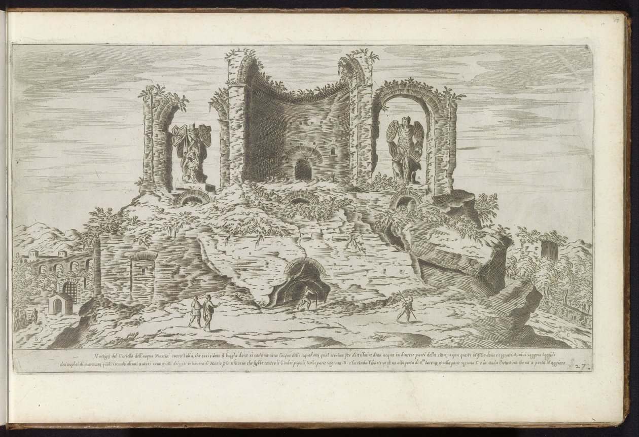 Ruins of the Trophies of Marius in Rome (series title: Buildings from Antiquity) (series title on object: The Remains of Ancient Rome Collected and Depicted in Perspective by Stefano Du Perac Parisino) by Etienne Duperac