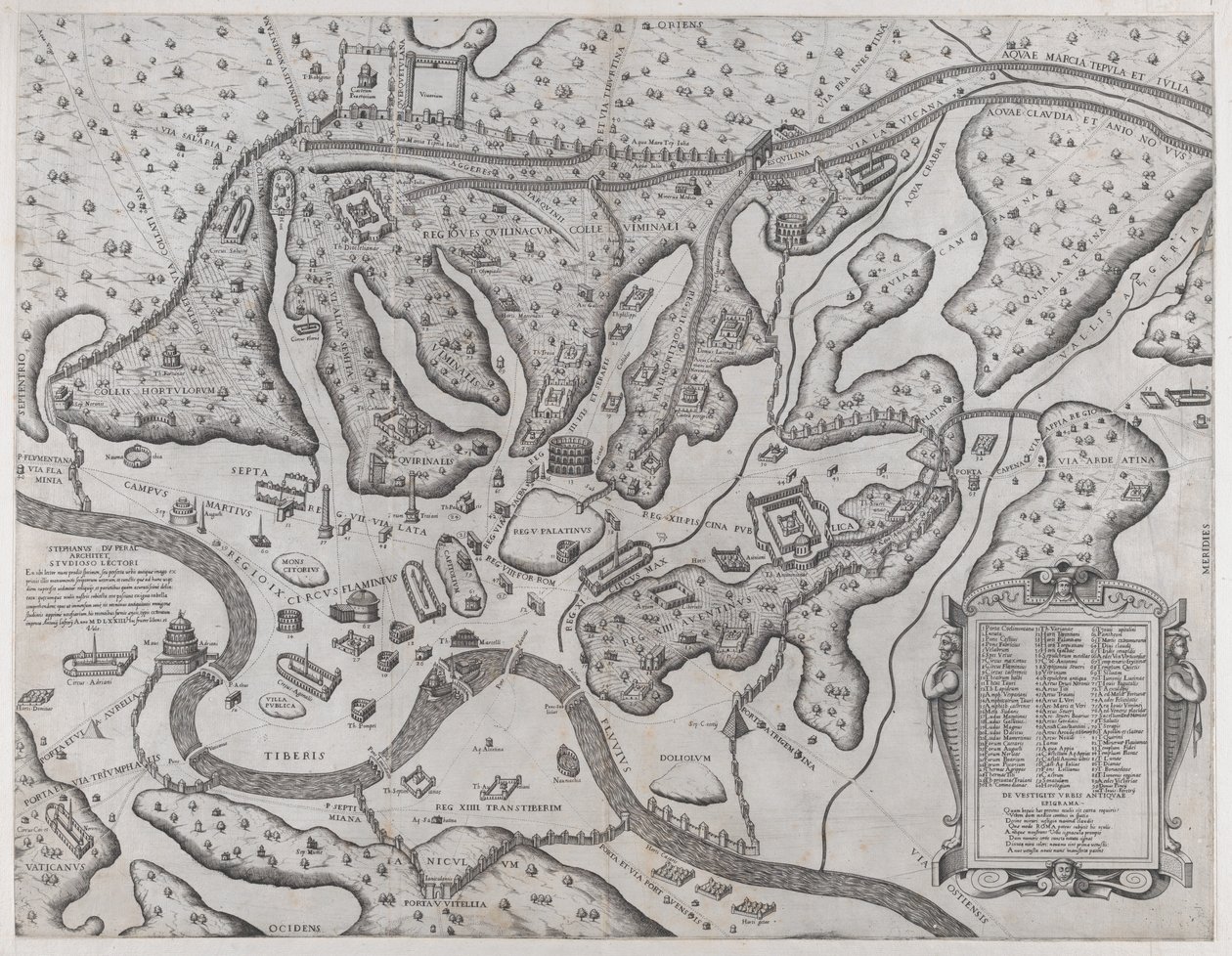 Speculum Romanae Magnificentiae: Ancient Rome and its Hills, from the West by Etienne Duperac