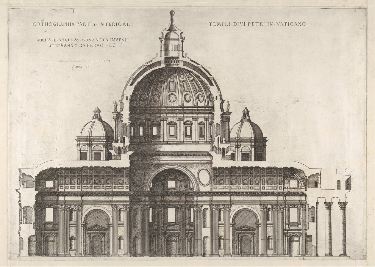 Speculum Romanae Magnificentiae: Longitudinal Section Showing the Interior of Saint Peter