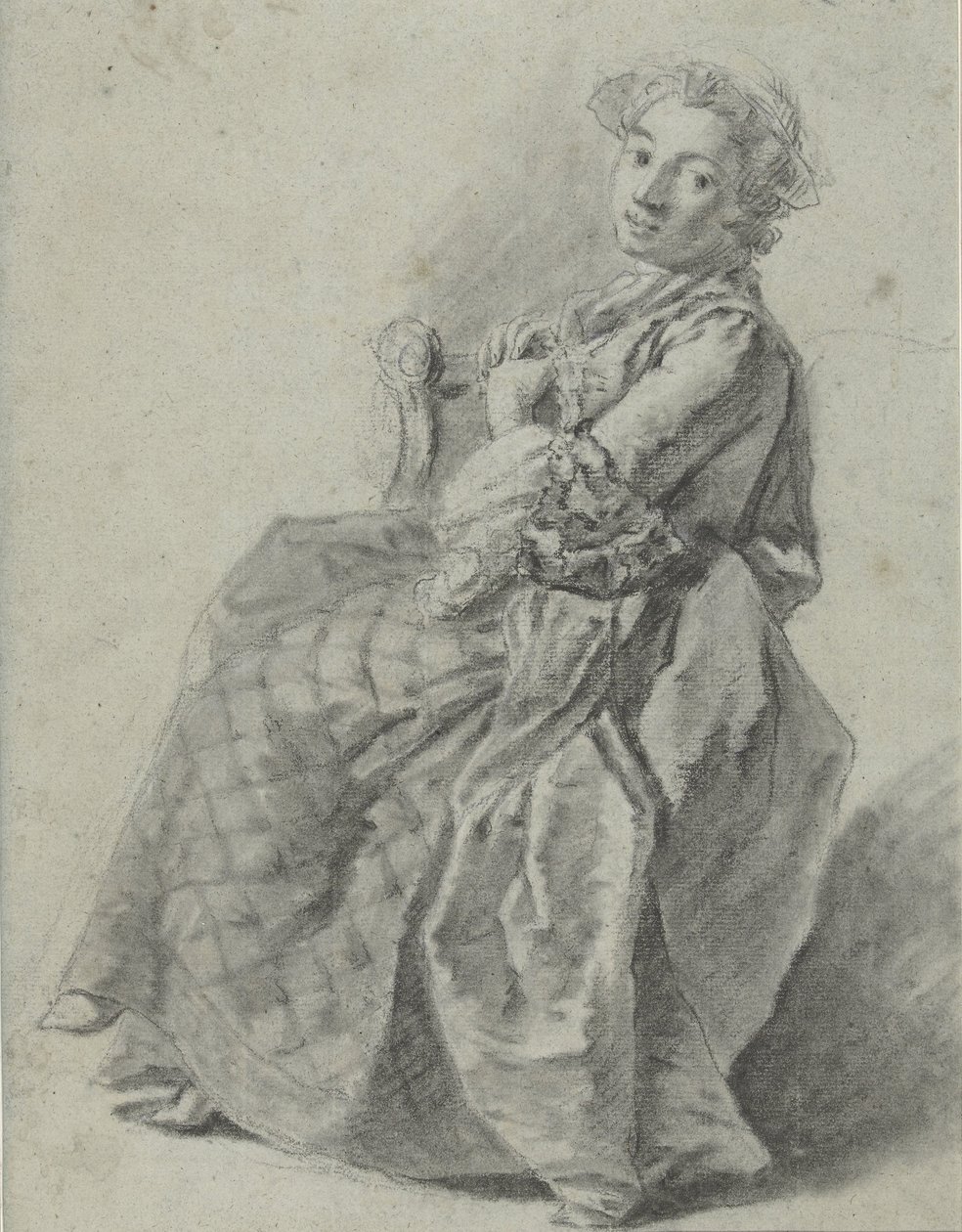 Study of a Seated Young Woman, Facing Left by Etienne Jeaurat (attributed to)