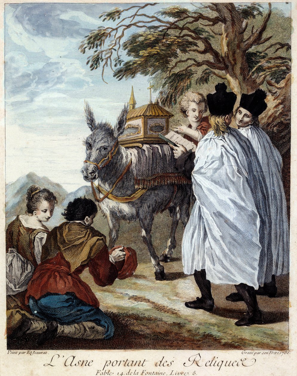 Donkey Bearing Relics (Illustration for the Fable by Jean de La Fontaine) by Étienne Jeaurat