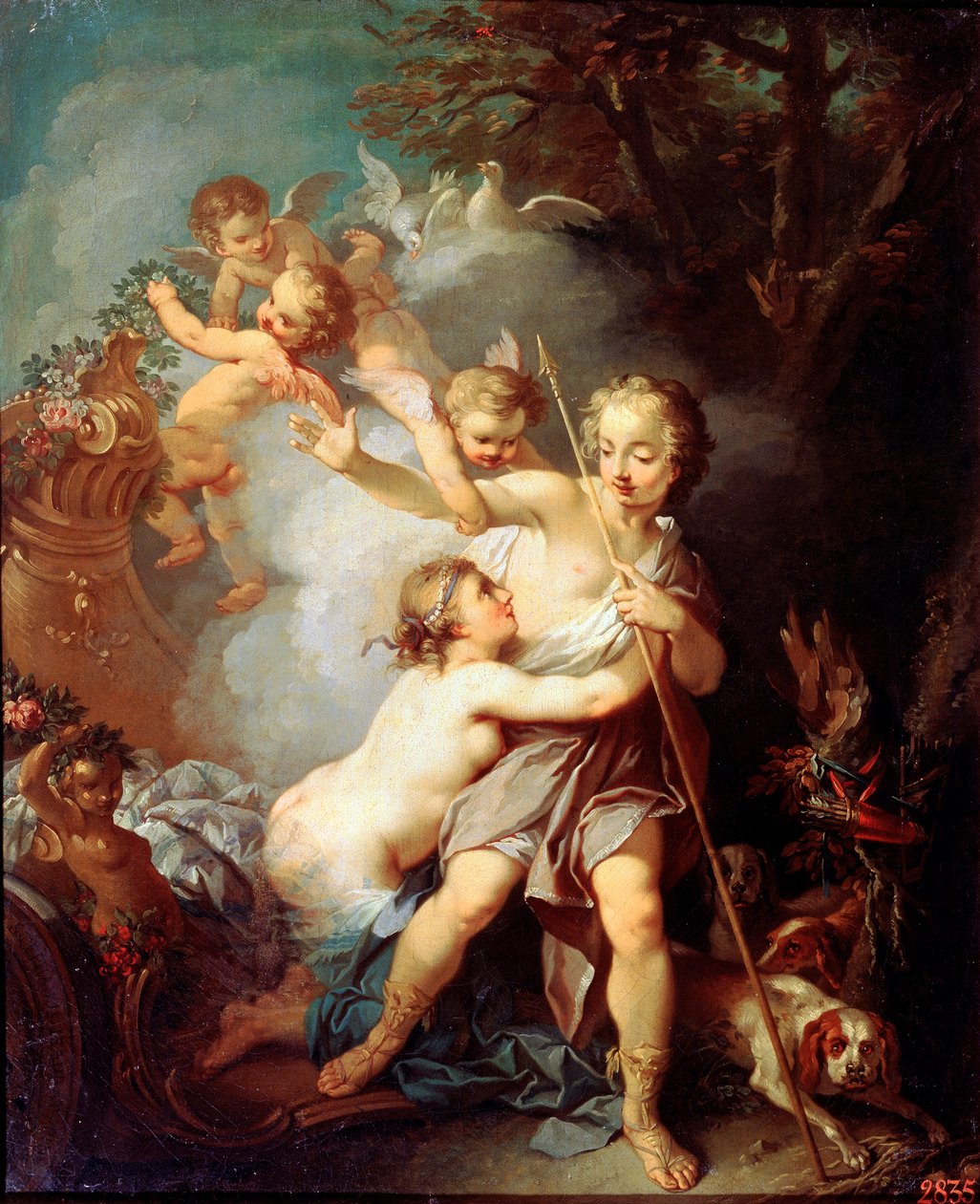 Venus and Adonis, 1750s by Étienne Jeaurat