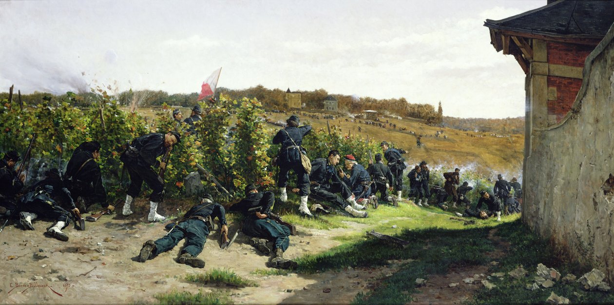 The Tirailleurs de la Seine at the Battle of Rueil-Malmaison, 21st October 1870, 1875 by Etienne Prosper Berne Bellecour