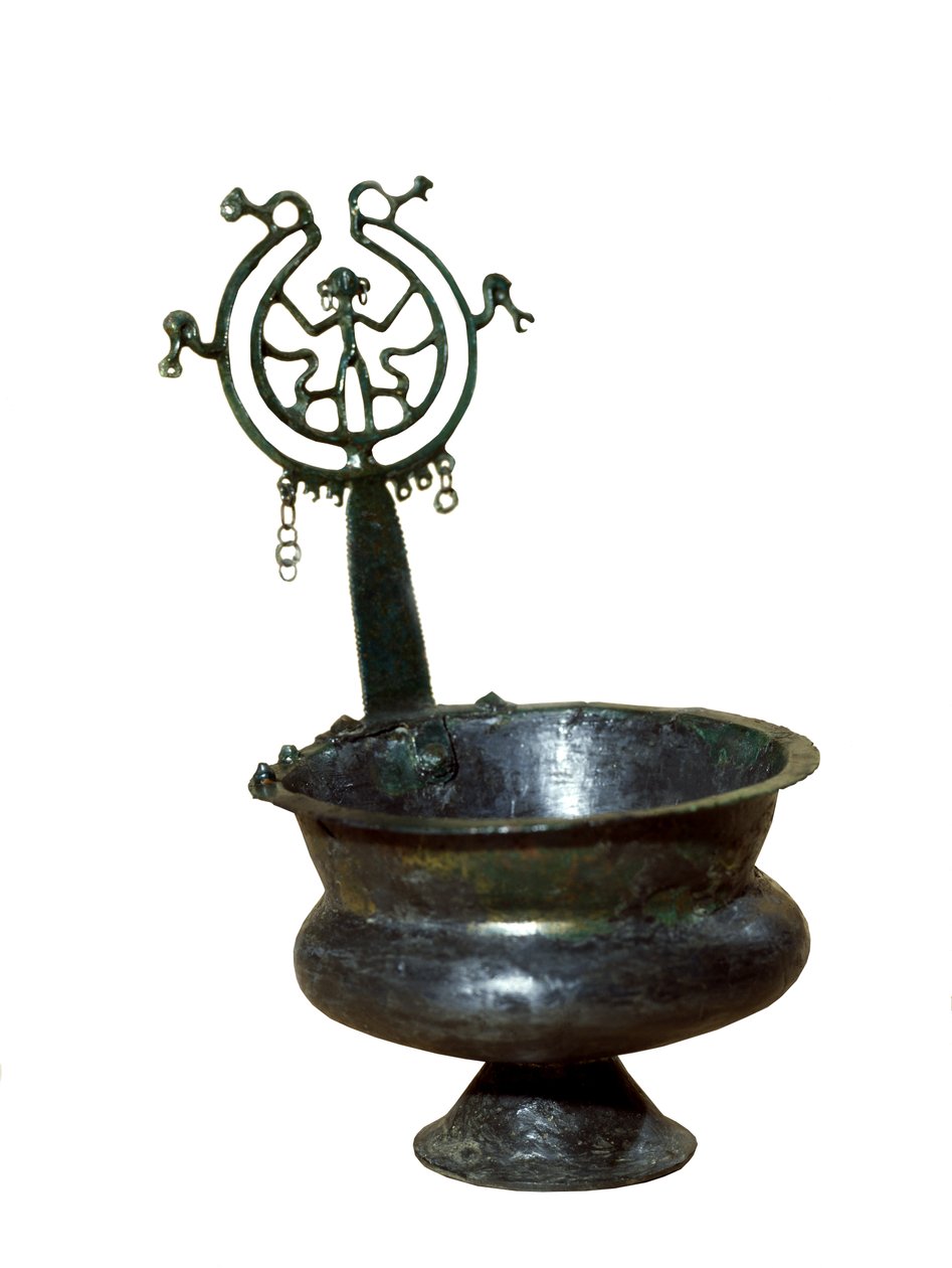 Cup with Decorative Handle and Human Figure by Etruscan