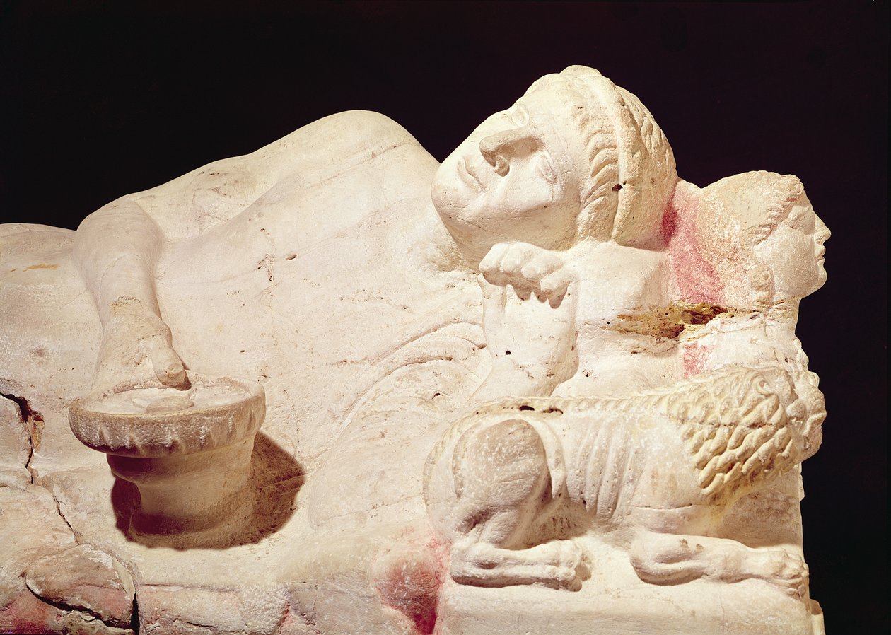 Detail of the Sarcophagus of Velthur Partunus by Etruscan