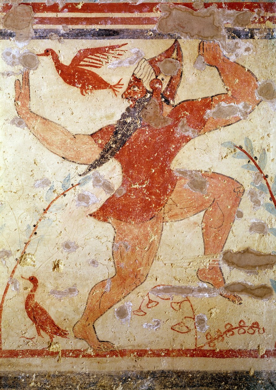 Phersu Dancing, from the Tomb of the Augurs, c.530-520 BC by Etruscan