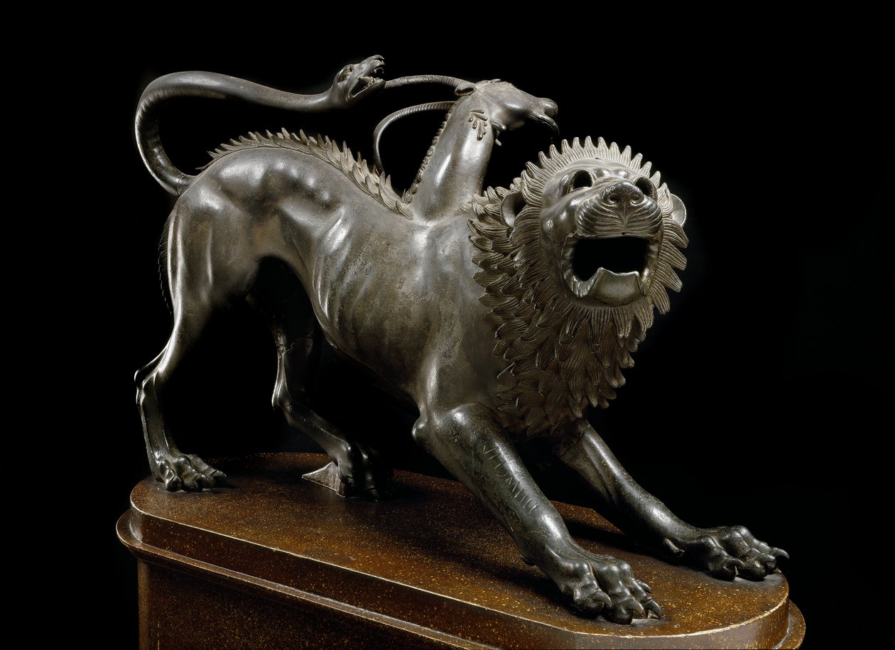Chimera of Arezzo - Bronze sculpture, 400-350 BC - Archeological Museum of Florence by Etruscan