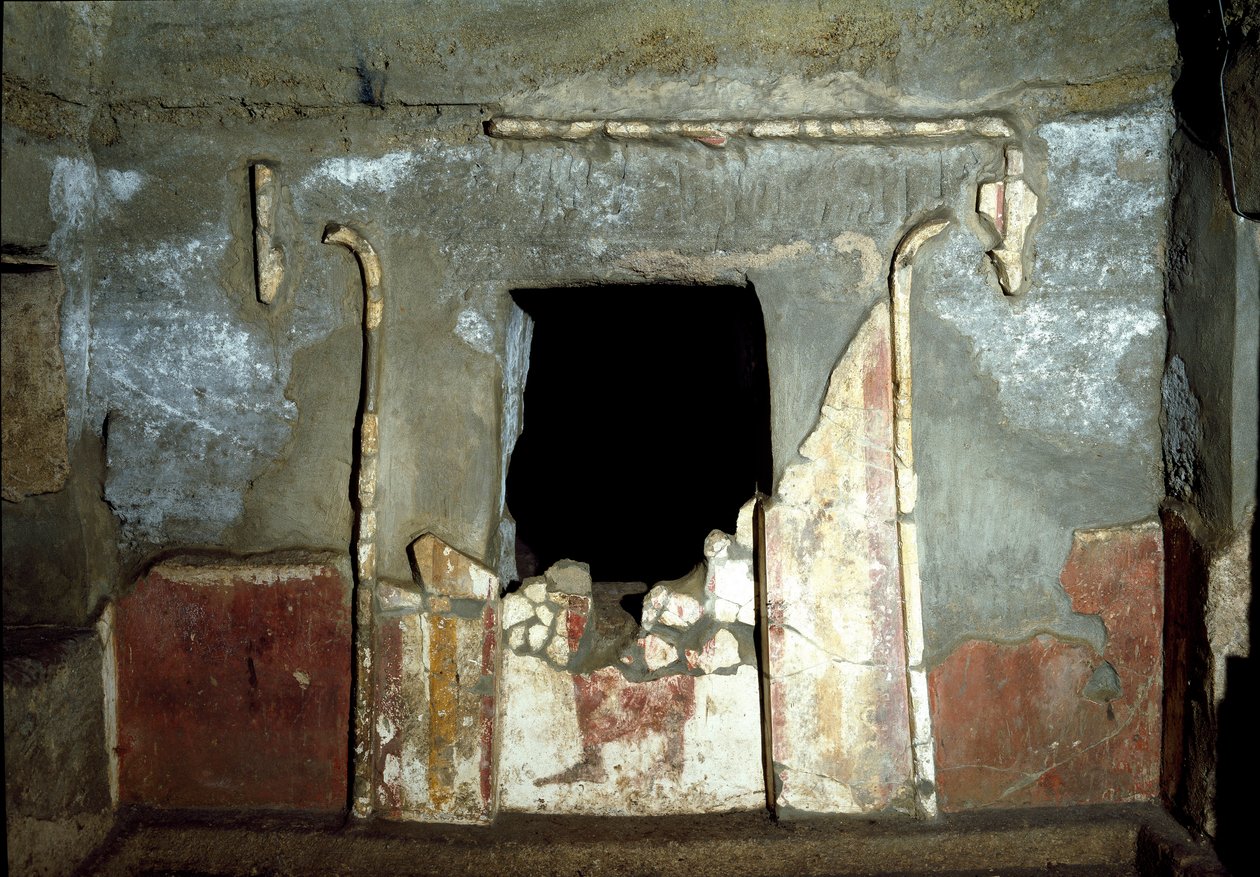 Etruscan civilization: entrance of the Francois tomb in the necropolis of Ponte Rotto, 4th century BC. Vulci, Italy by Etruscan