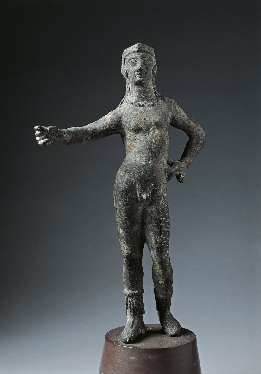 Italy, Arezzo Province, Cortona, Bronze Statue of God Culsans by Etruscan
