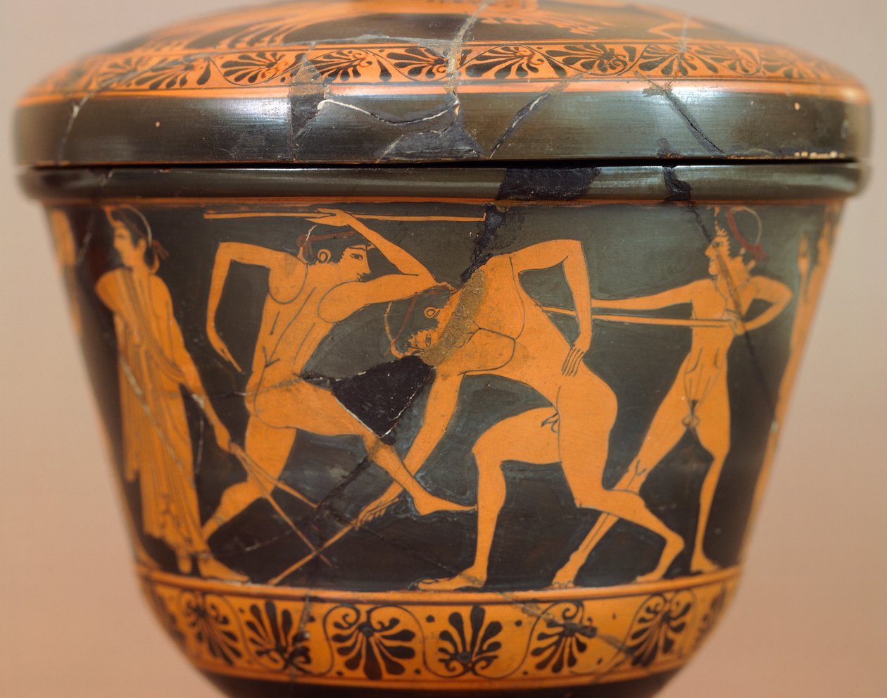 Pyxis with athletes in the gym by Etruscan