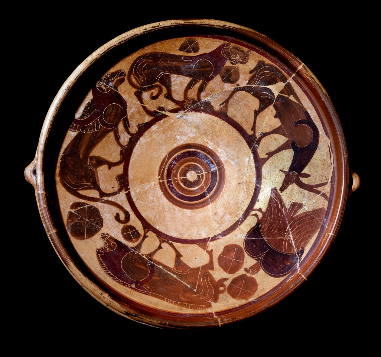 Terracotta plate representing animals, 600-590 BC by Etruscan