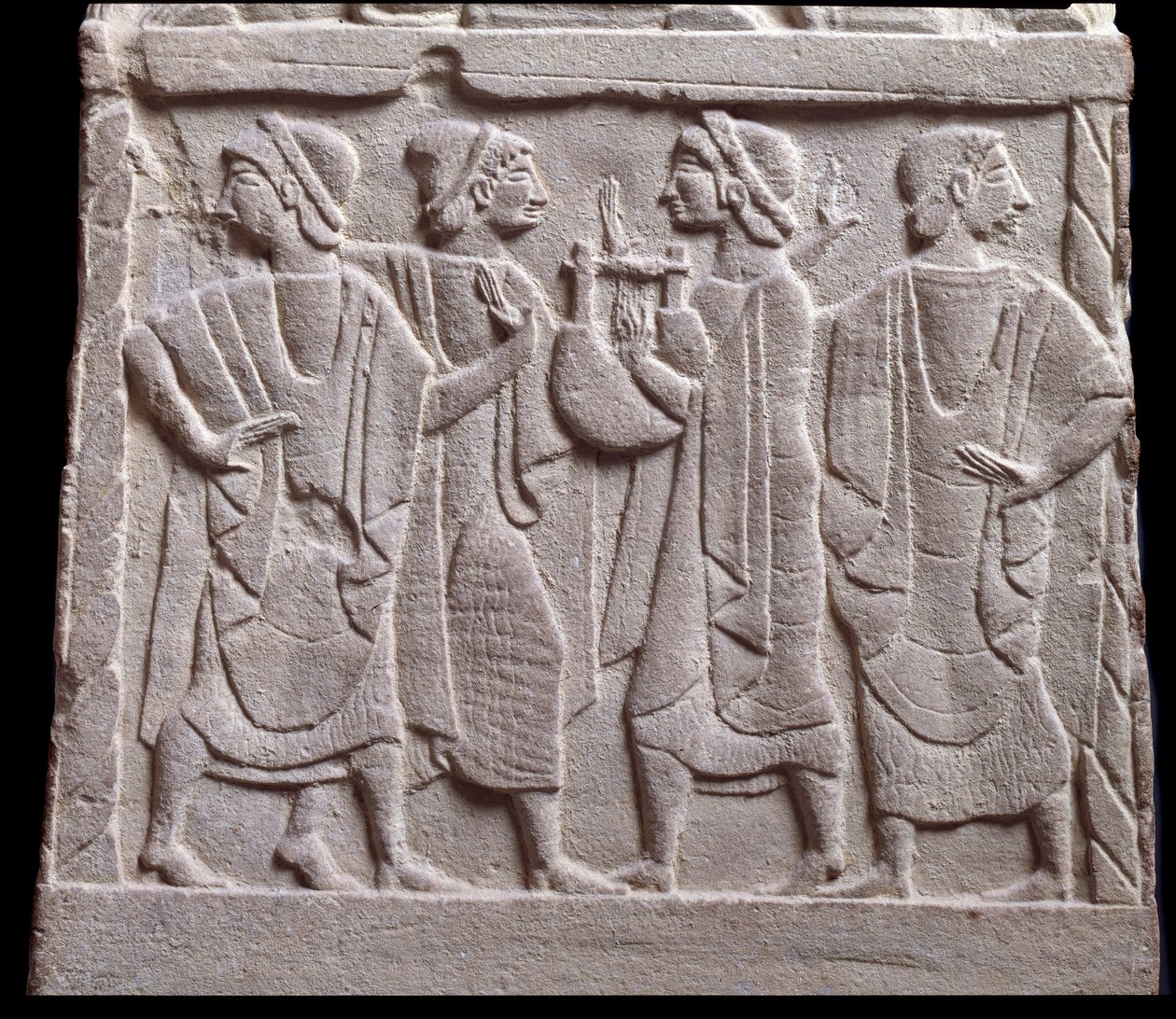 Dance Scene, Low Relief of Marble Tombstone by Etruscan Etruscan