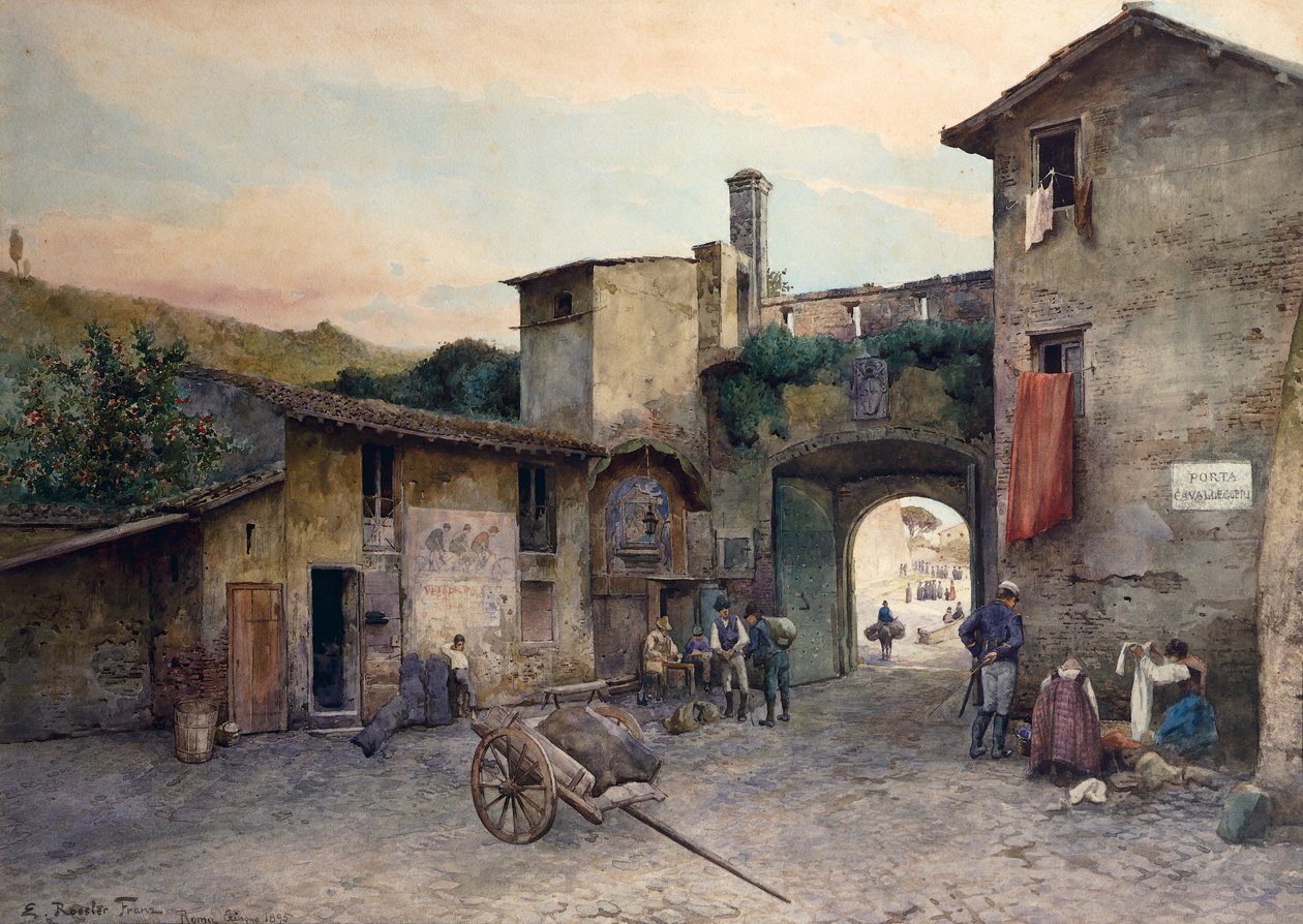 Port Cavalry (Porta Cavalleggeri) in Rome (from the series Roma sparita) by Ettore Roesler Franz