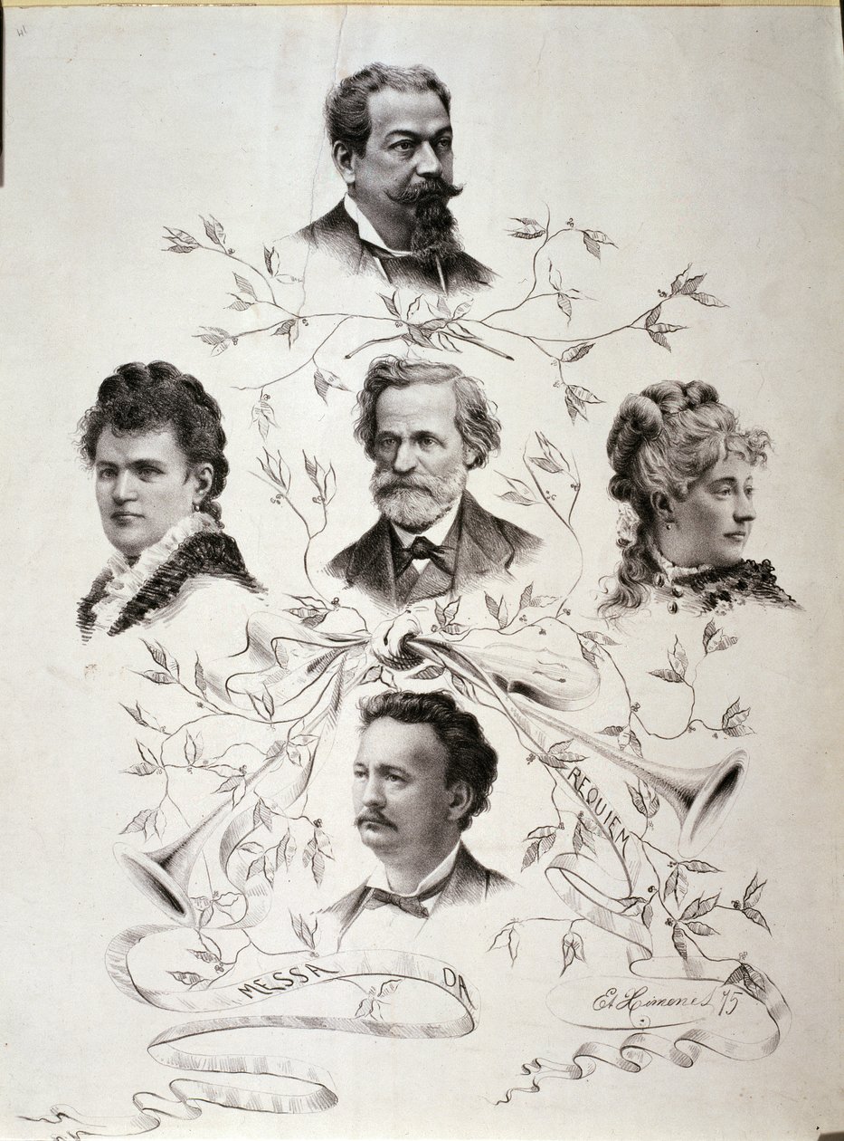 Poster for His "Messa da Requiem" with the Soloist Singers by Ettore Ximenes