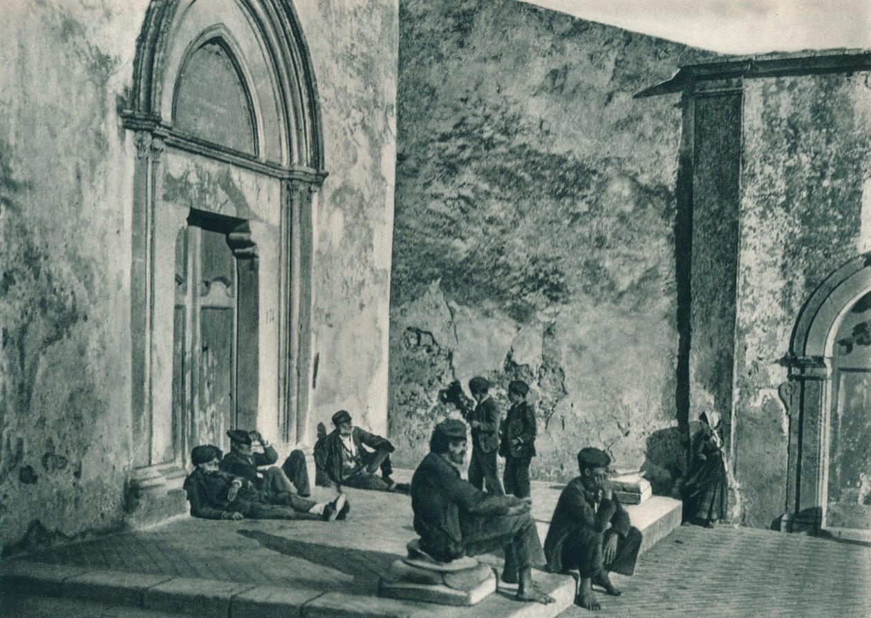 Resting Outside a Church, Taormina, Sicily, Italy, 1927 by Eugen Poppel