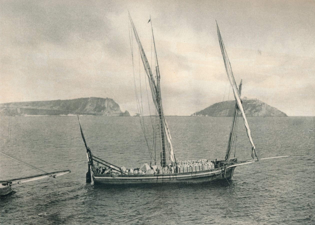 Sailing Boat in the Harbour of Naples, Italy, 1927 by Eugen Poppel