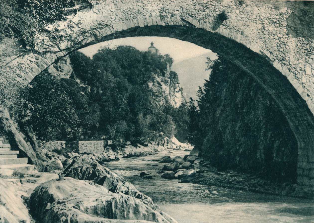 The Passer River and the Castle of Zeno, Merano, South Tyrol, Italy, 1927 by Eugen Poppel