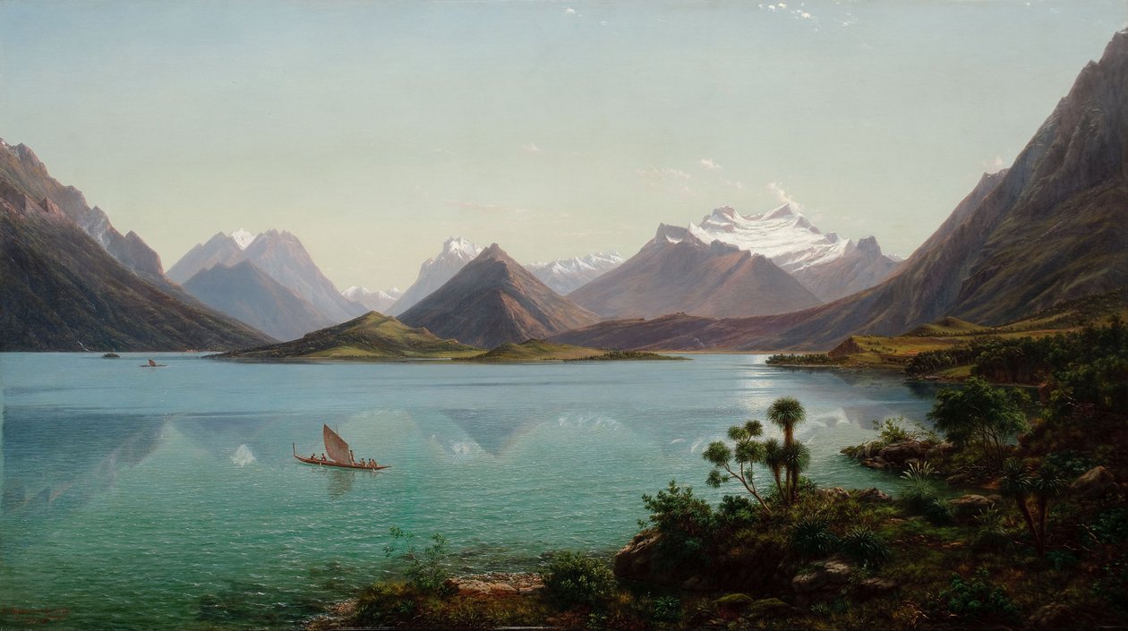 Lake Wakatipu with Mount Earnslaw, Middle Island, New Zealand by Eugene von Guérard