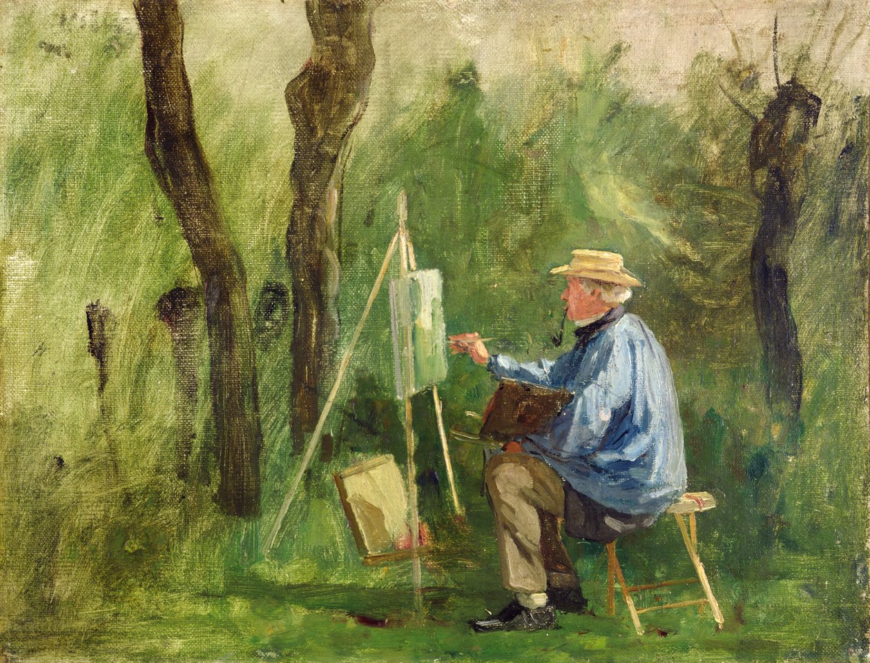 Corot at his Easel, Crecy-en-Brie, 1874 by Eugene Decan