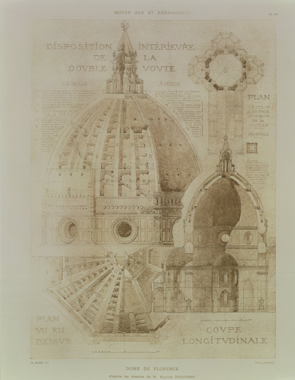 Plan, Section and Elevation of Florence Cathedral, from 
