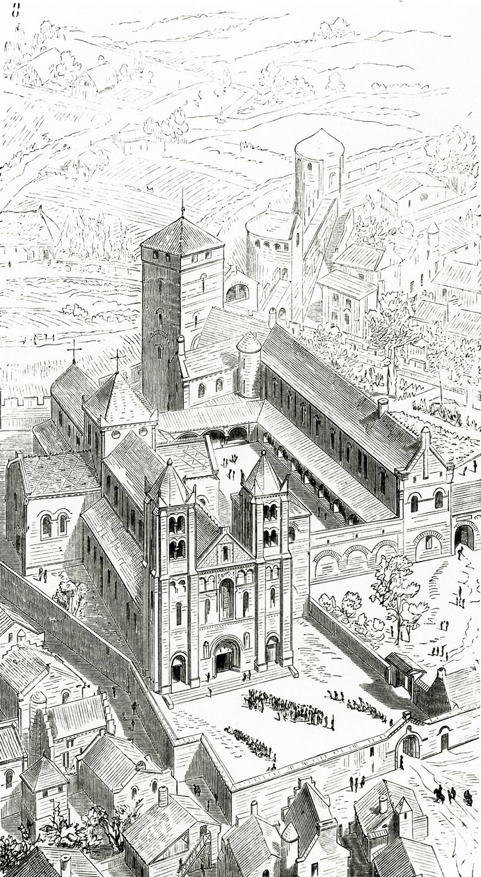 View of the Abbey of Cluny and the Carolingian Cathedral by Eugene Emmanuel Viollet le Duc