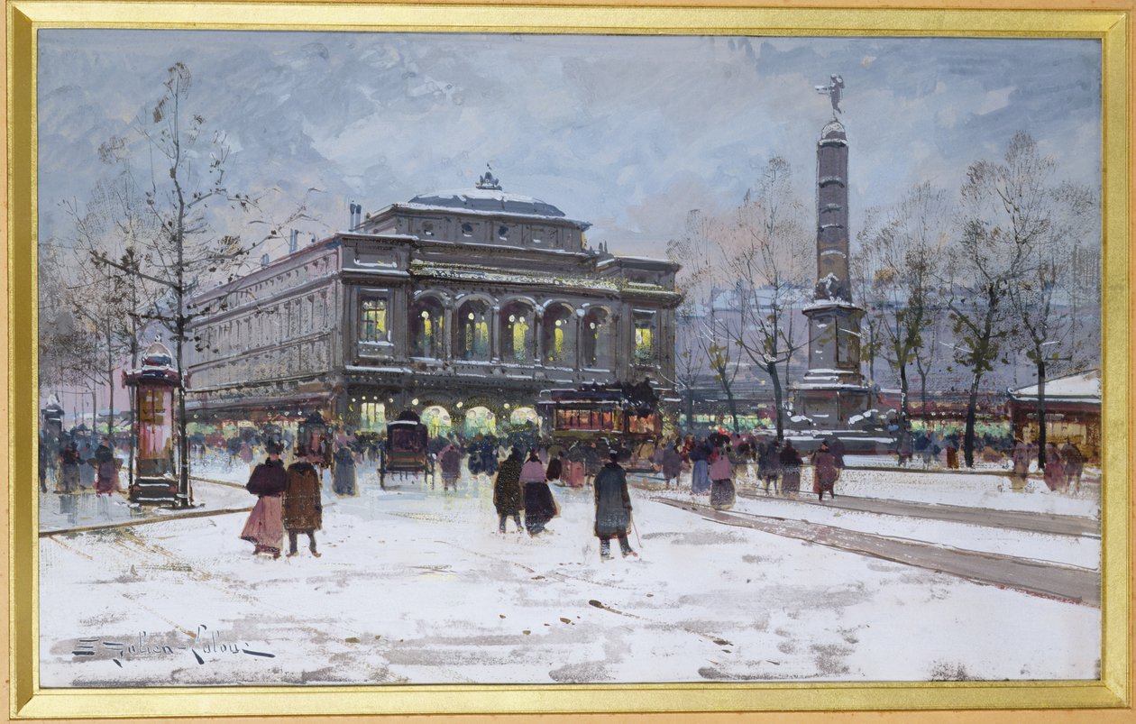 The Place du Chatelet, Paris by Eugene Galien Laloue
