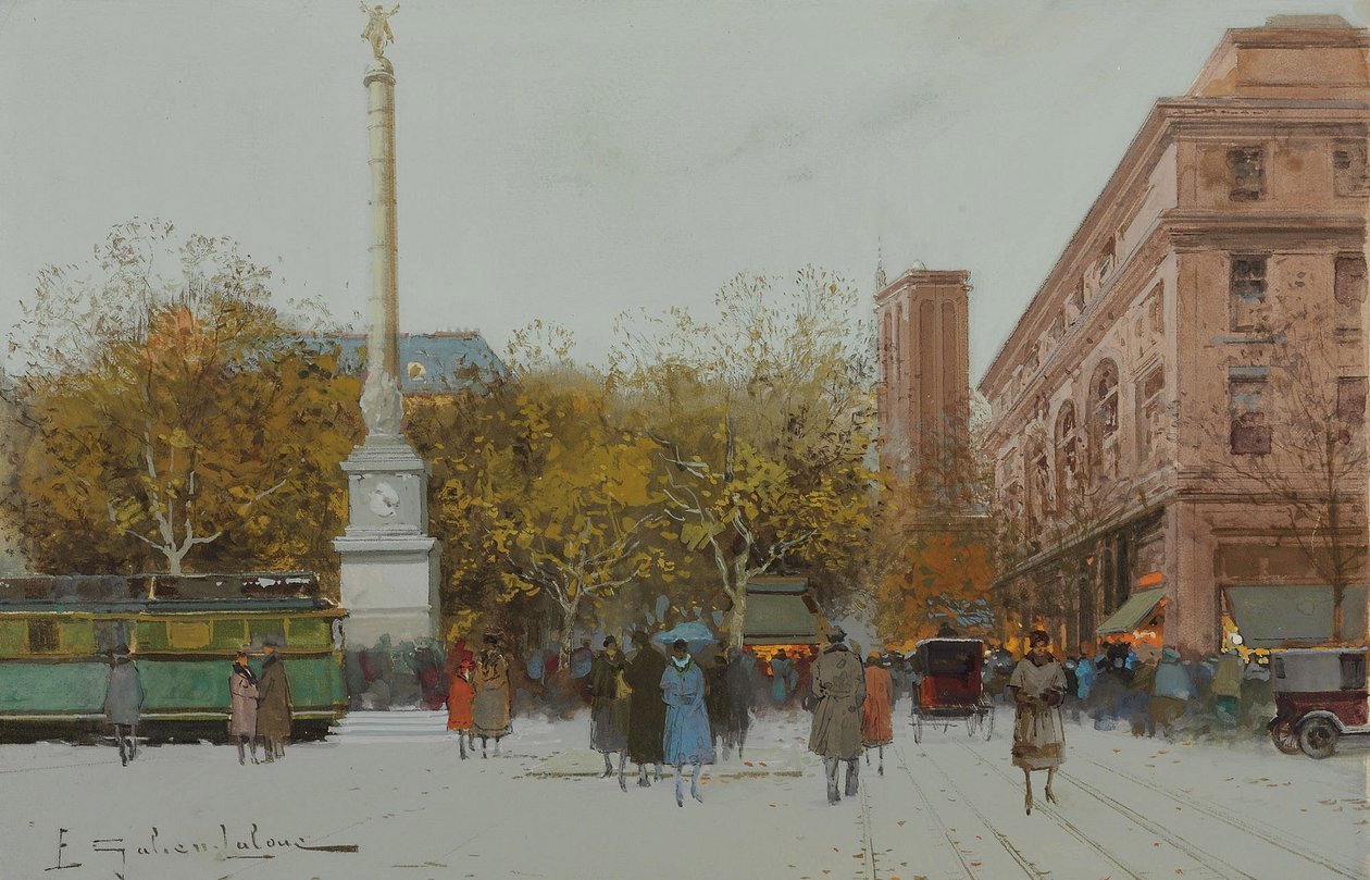 Paris, La Place du Châtelet by Eugene Galien Laloue