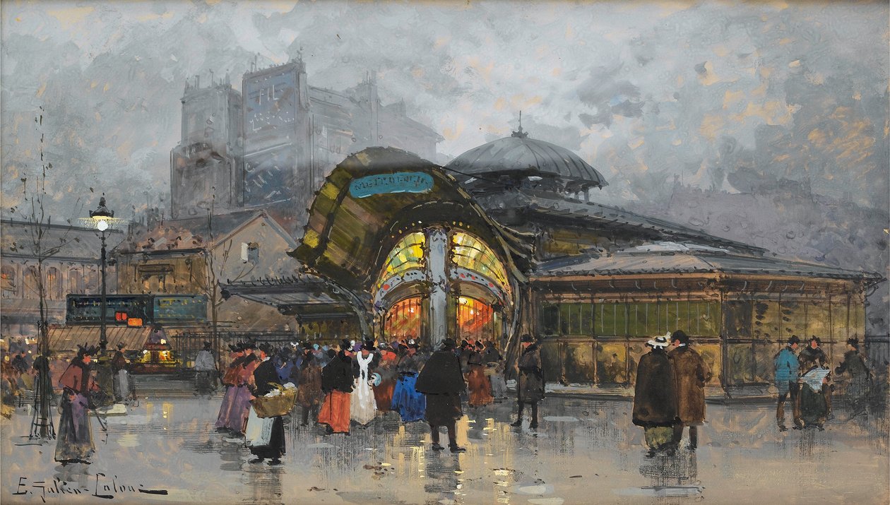 Paris, Metro Station Bastille by Eugene Galien Laloue