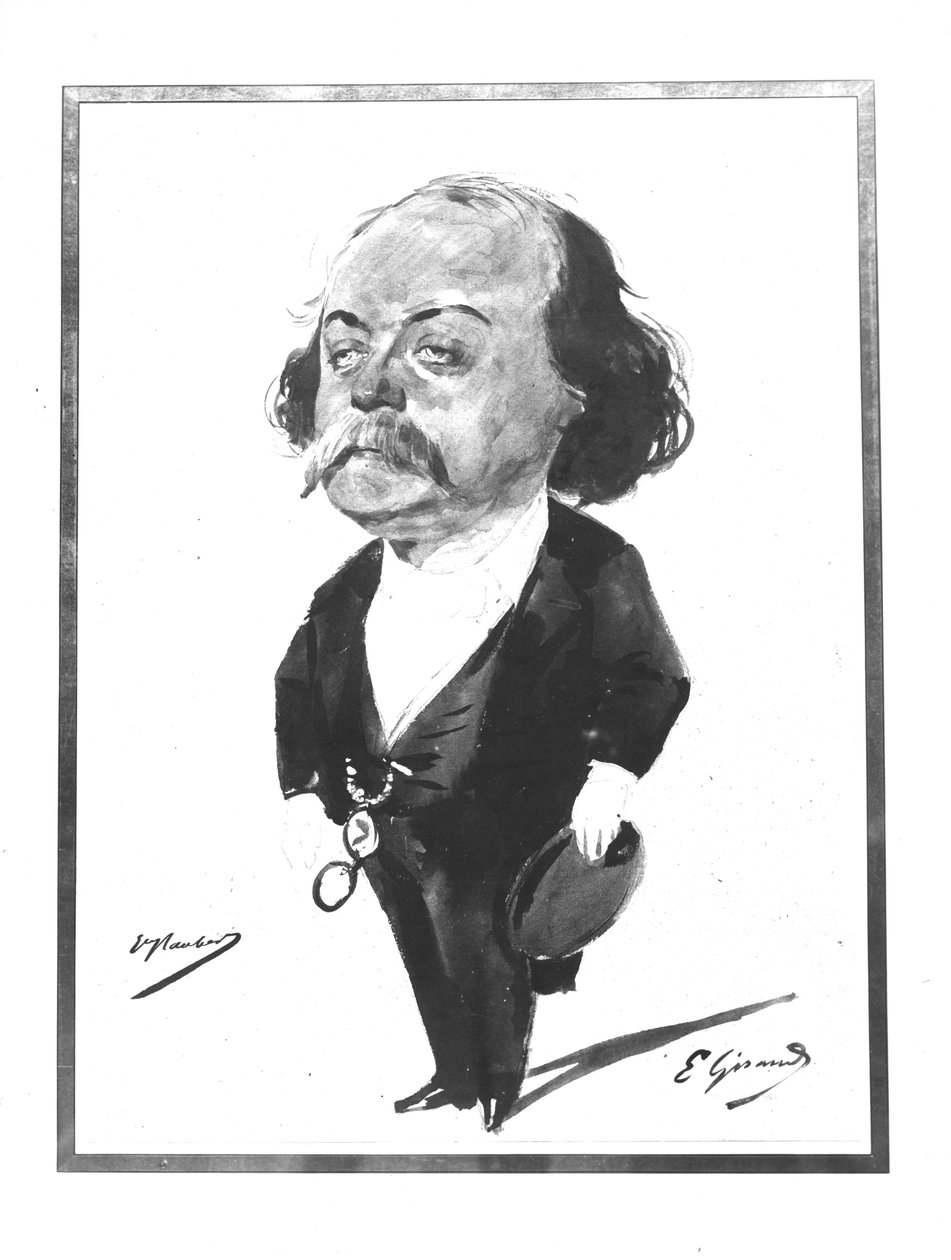 Caricature of Gustave Flaubert by Pierre François Eugène Giraud