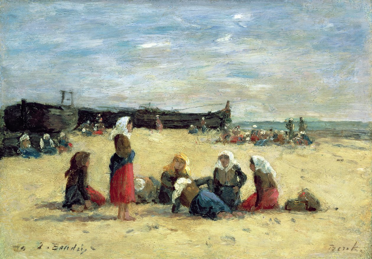 Berck, Fisherwomen on the Beach by Eugene Louis Boudin