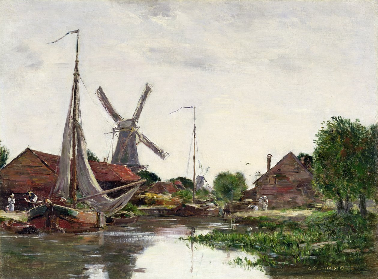 Dordrecht, Windmill on the Meuse by Eugene Louis Boudin