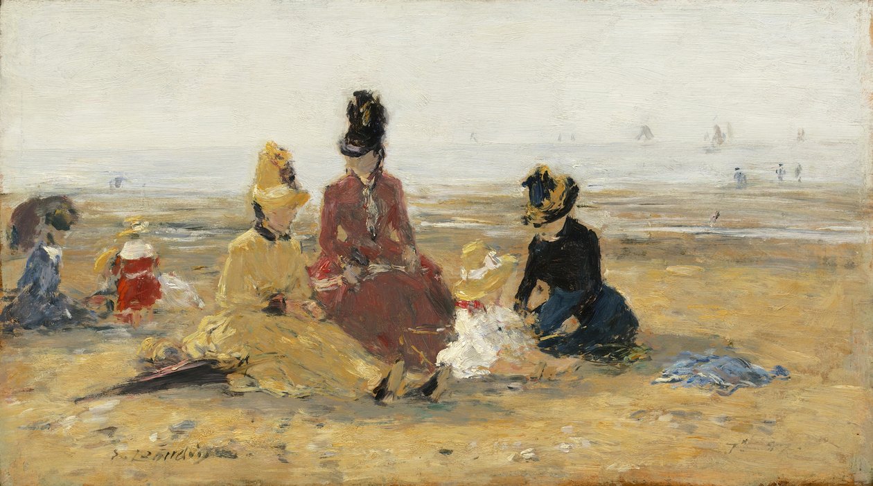 On the Beach, Trouville, 1887 by Eugene Louis Boudin