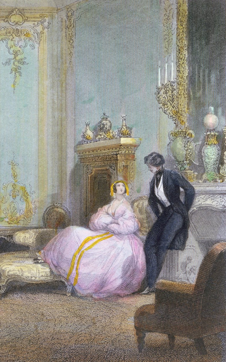 Couple chatting, (detail) by Eugene Louis Lami