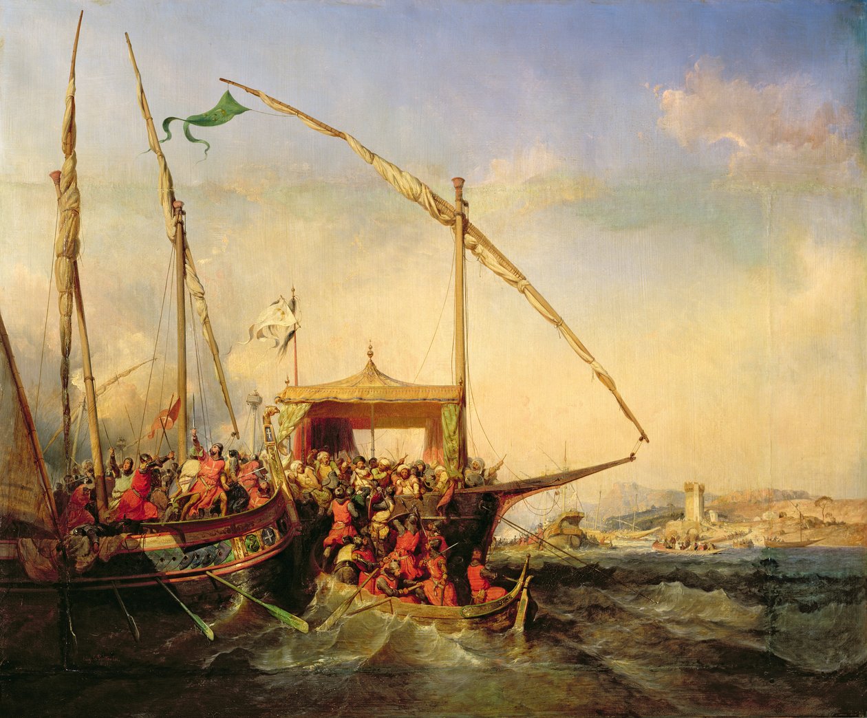 Naval Battle of Imbre in 1346, 1842 by Eugene Modeste Edmond Lepoittevin