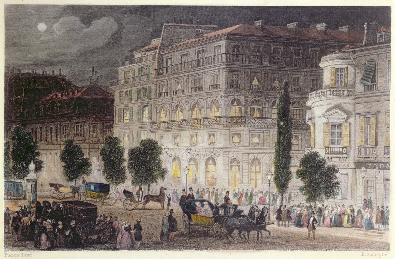 View of the Boulevard des Italiens (engraved by E. Radclyffe, c.1840-50) by Eugene Louis Lami