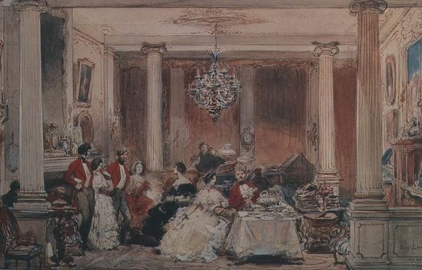 Interior of Colworth House, Bedfordshire by Eugene Louis Lami