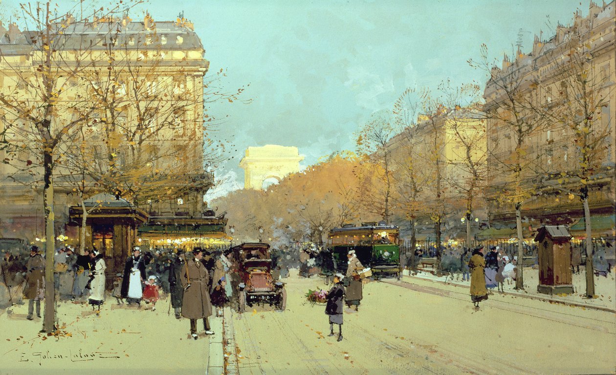 Boulevard Haussmann, in Paris by Eugene Galien Laloue
