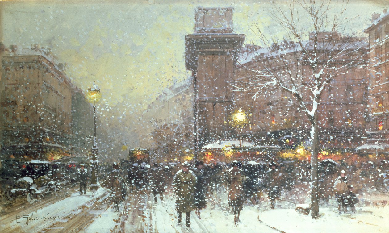 Porte St. Martin, in Paris by Eugene Galien Laloue