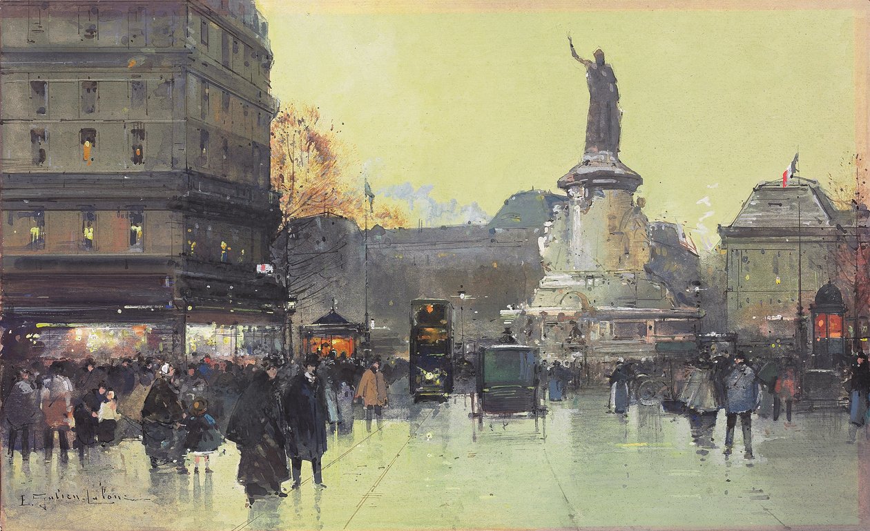 Place de la Republique, Paris by Eugene Galien Laloue