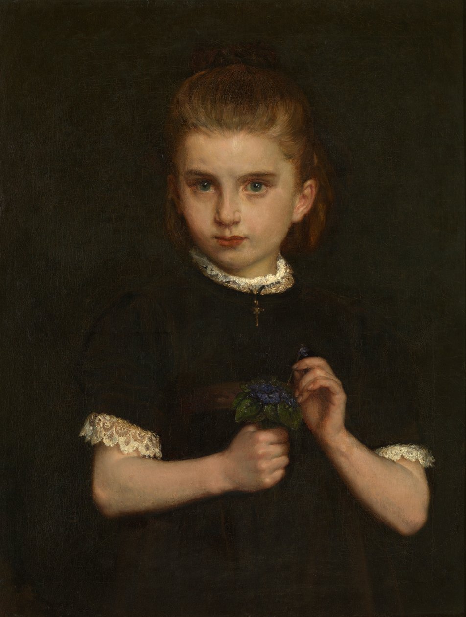 Girl Holding Violets by Eugene (attr. to) Siberdt